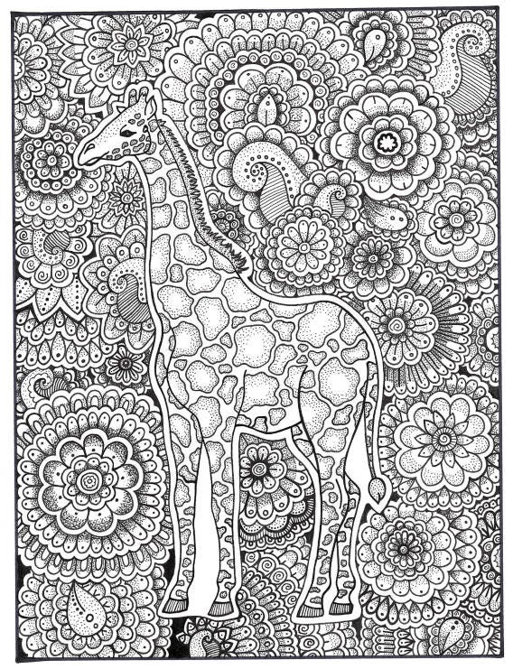 Giraffe Coloring Page Coloring Book Pages Printable Adult | Etsy