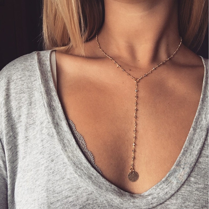Lariat Necklace Y Necklace Drop Necklace Moonstone Grey Y Necklace Moonstone Choker Simple Y Necklace