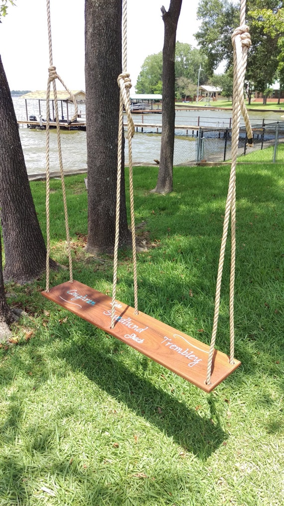 Engraved Double Seat Rope Tree Swing Custom Brazilian Walnut