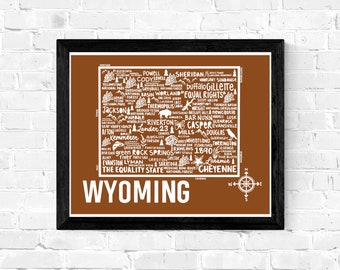 Wyoming Map Print Wall Art