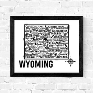 Wyoming Carte Imprimer Wall Art