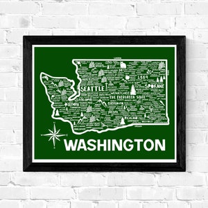 Washington Kaart Print Wall Art