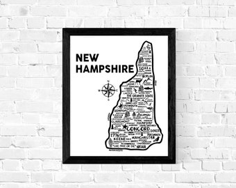 New Hampshire Map Print