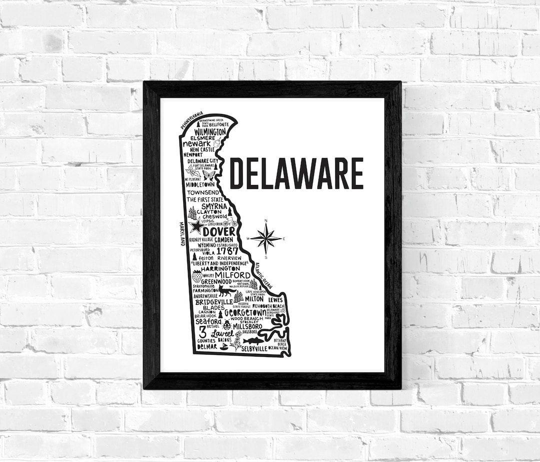 Delaware Map Print - Etsy