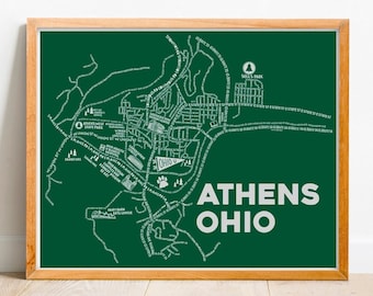 Stampa della mappa dell'Ohio di Atene