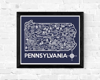 Pennsylvania Map Print Wall Art