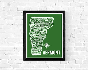 Vermont Map Print Wall Art