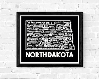 Karta över North Dakota