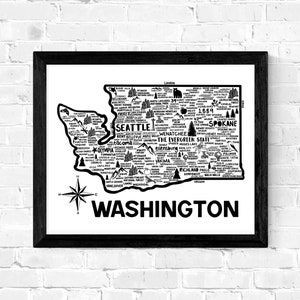 Washington Kaart Print Wall Art