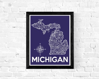 Impression de carte du Michigan