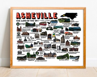 Stampa della mappa di Asheville