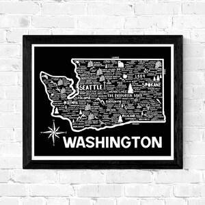 Washington Kaart Print Wall Art