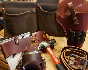Handmade Leather Tool Belt, Handyman Nail Bag, Full Grain Leather, Amish Made in USA