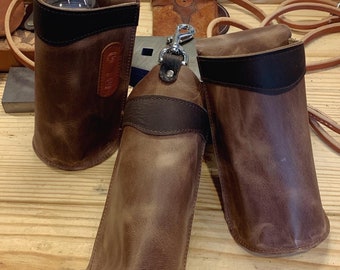 Water Buffalo Leather water bottle carrier bottle hand made adjustable