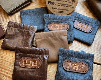 Handmade Leather Coin Purse, Personalized Squeeze Frame Pouch, Amish Made in USA