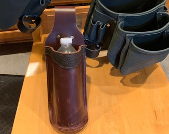 Leather Bottle Holder for Belt - Water Bottle - Handmade Brown or Black - Made in USA - Free Shipping