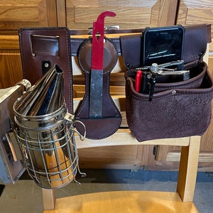 Handmade Full Grain Leather Beekeeper Tool Belt, USA Made, Amish Crafted, Observation Hive
