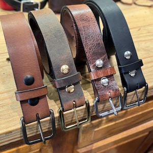 Leather Belt 1.5” Mens Dress Belt, Full Grain Buffalo Leather, Removable Buckle, Amish Handmade, Made in USA