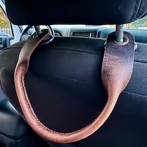 Headrest Grab Handles, Full Grain Leather Grips, Heavy Duty Handmade, Made in USA