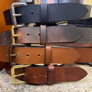 Handmade Leather Belt for Men, 1.5” Full Grain Buffalo Leather, Amish Made in USA