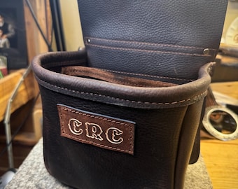 Handmade Leather Shell Pouch, Personalized Shotgun Shooting Bag, Full Grain, Made in USA