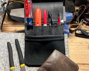 Protège-crayons en cuir pour ceinture/porte-outils - Porte-stylo fait main - Étui ceinture pour outils - Fabriqué aux États-Unis