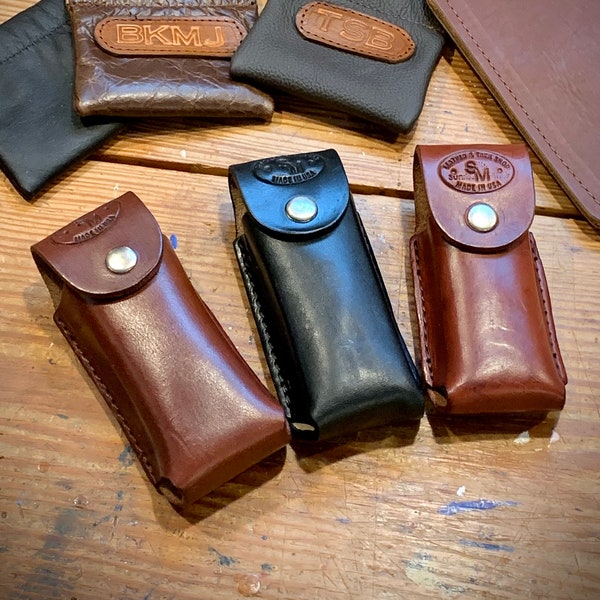 Leather Leatherman Case / Multi Tool Knife Sheath - Handmade Brown & Black- Made in USA - Free Shipping