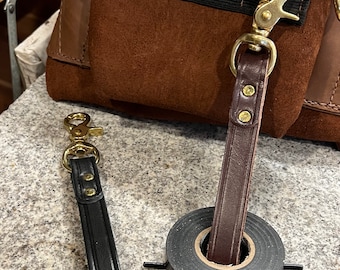 Electrical Tape Thong, Full Grain Bridle Leather, Stainless or Solid Brass Clip, Made in USA