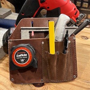 Leather Tool Belt Professional Carpenter Full Grain Nail Pouch Optional  Drill Holster & Suspenders Amish Handmade Made in USA 