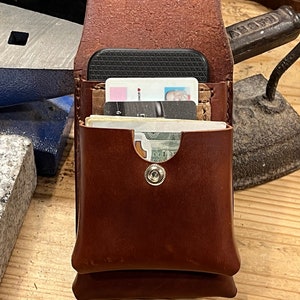 Leren telefoonhoesje / portemonneecombinatie met kaartsleuven - Volnerf leer - Handgemaakt - Gemaakt in de VS