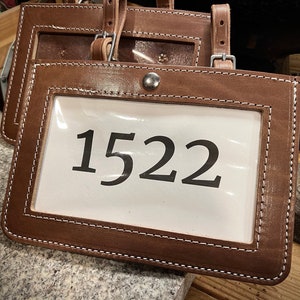 Leather Horse Show Number Holders Set of 2, Amish Handmade Full Grain Leather - Livestock Exhibitor Number Harness - Made in USA