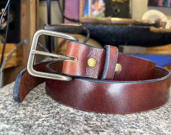 CCW Heavy Duty Leather Belt, EDC English Bridle Leather, No Sag Thick 13/15 oz Full Grain, Amish Handmade, Made in USA, Removable Buckle