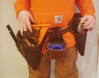 Kids Leather Tool Belt, Children's Tool Bags, Youth Construction Work Toys, Full Grain Leather, Amish Handmade, Made in the USA