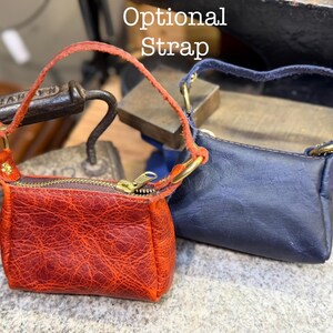 Leather Coin Purse, American Bison Leather Handmade Full Grain Amish Made in USA