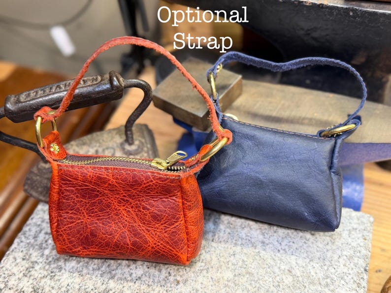 Leather Coin Purse, American Bison Leather Handmade Full Grain Amish Made in USA