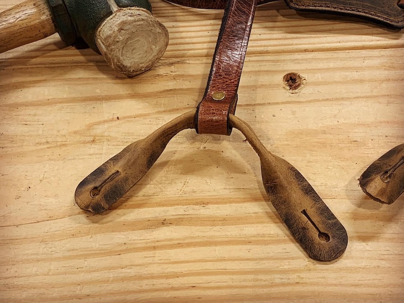 Buffalo Leather Suspenders Clips or Buttons Distressed Brown Etsy