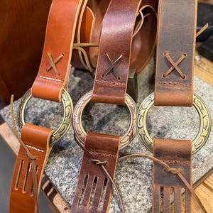 Allman Leather Guitar Strap- Big and Tall Size, Brass Ring, Buffalo Full Grain Leather, Amish Handmade, Free Shipping, Made in USA