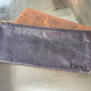 Leather Money Bag, Personalized Bank Bag, Handmade Cash Pouch, Full Grain Leather, Made in USA