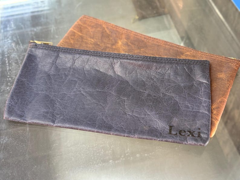 Leather Money Bag, Personalized Bank Bag, Handmade Cash Pouch, Full Grain Leather, Made in USA