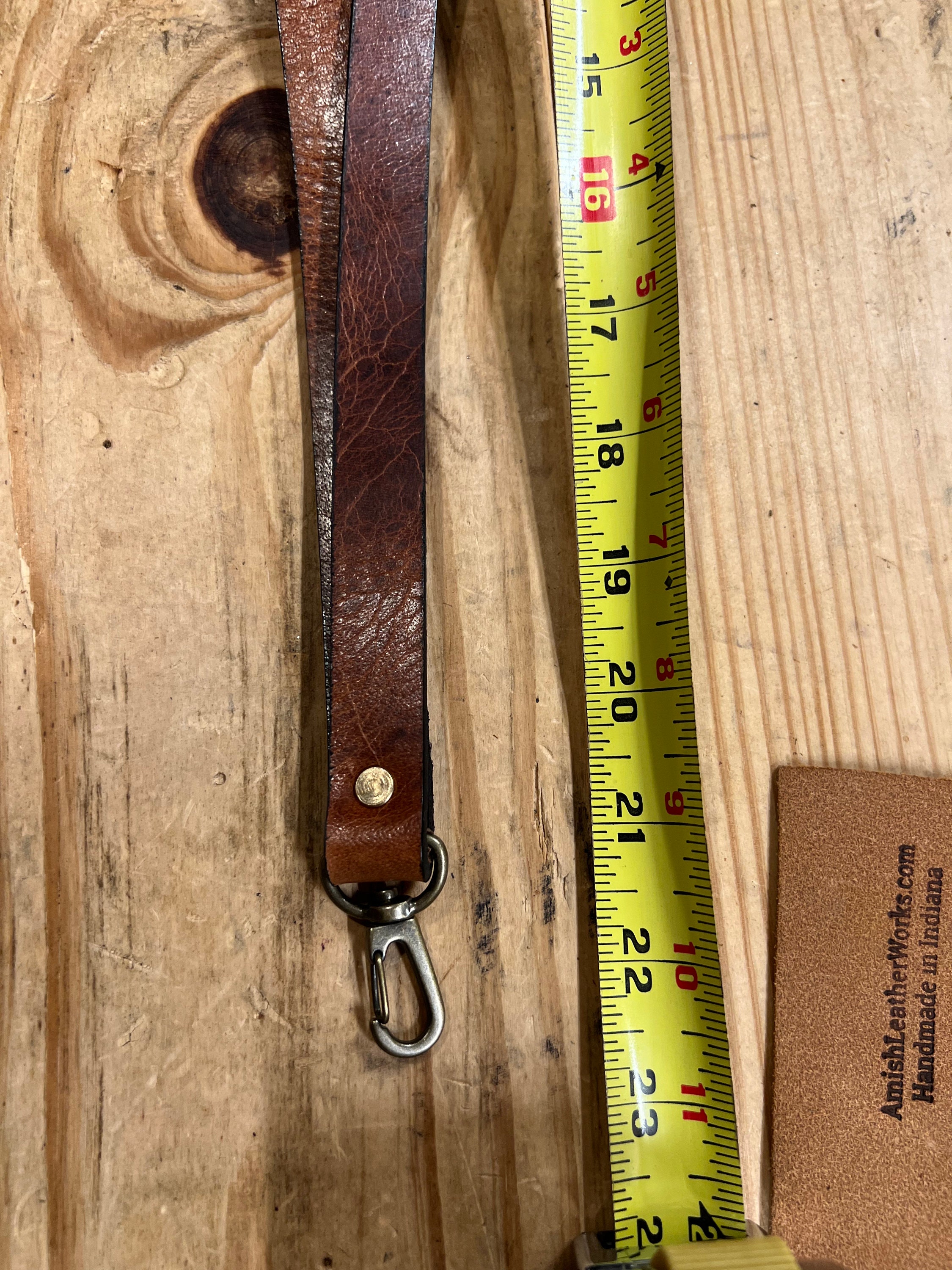 Leather Lanyard - Full Grain Buffalo Leather - Antique Brass Clip ...