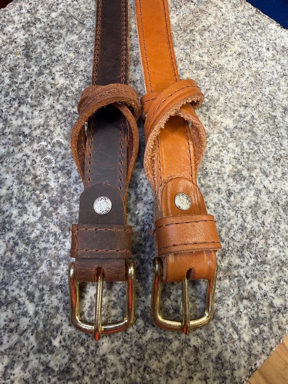 Women’s Leather Dress Belt 1 Inch, Braided Keeper, Handmade Full Grain, Made in the USA