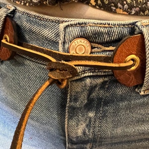 Buffalo Leather Belt with String Buckle Handmade Brown, Cognac & Distressed Brown Made in USA image 3