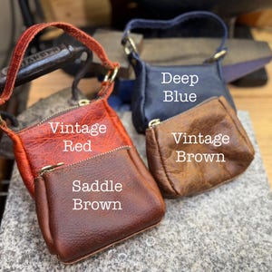 Leather Coin Purse, American Bison Leather Handmade Full Grain Amish Made in USA