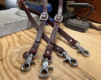 Handmade Leather Suspenders, Full Grain Leather, Clips or Belt Loops, Made in USA