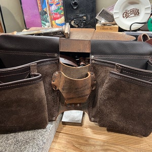 Nagel Schürze Werkzeug Gürtel - Klassische Leder Nagel Tasche - Handgemacht - Amish / Made in the USA - Optional mit Drill Holster