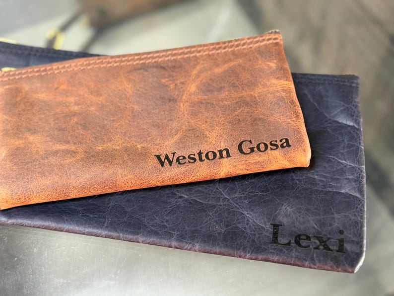 Leather Money Bag, Personalized Bank Bag, Handmade Cash Pouch, Full Grain Leather, Made in USA