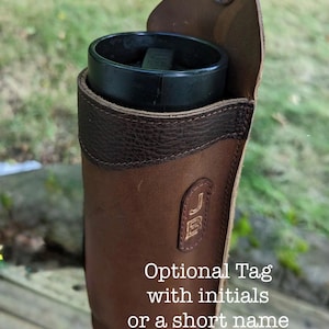 Handmade Leather Bottle Holder for Saddle, Full Grain Leather, Amish Made in USA