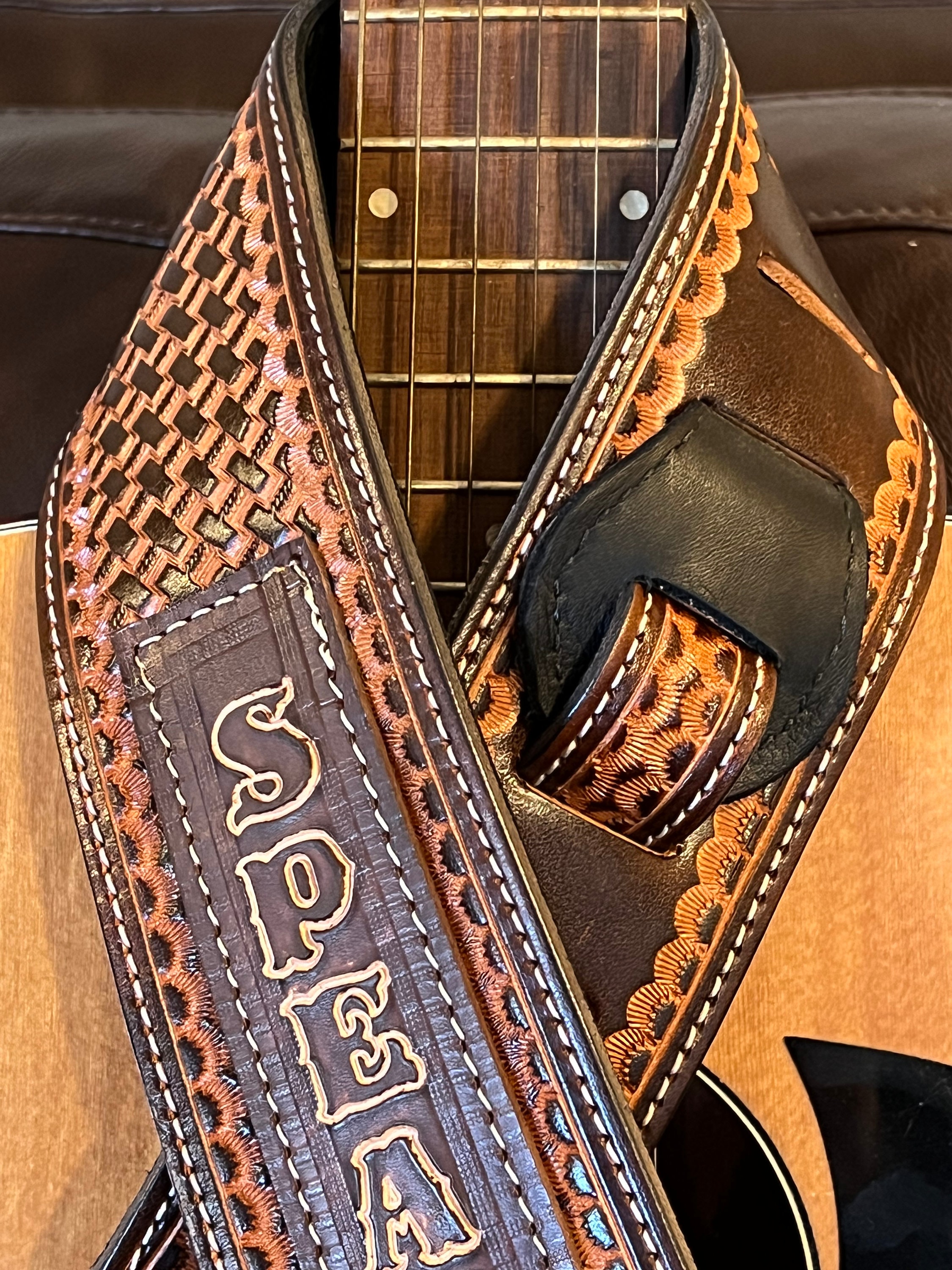 Leather Guitar Strap, Deluxe Hand Tooled Basket Weave, Personalized Wool Padded, Amish Handmade, Gift for Guitar Player, Made in USA - Etsy Leather Guitar Strap, Deluxe Hand Tooled Basket Weave, Personalized Wool Padded, Amish Handmade, Gift for Guitar Player, Made in USA - Etsy