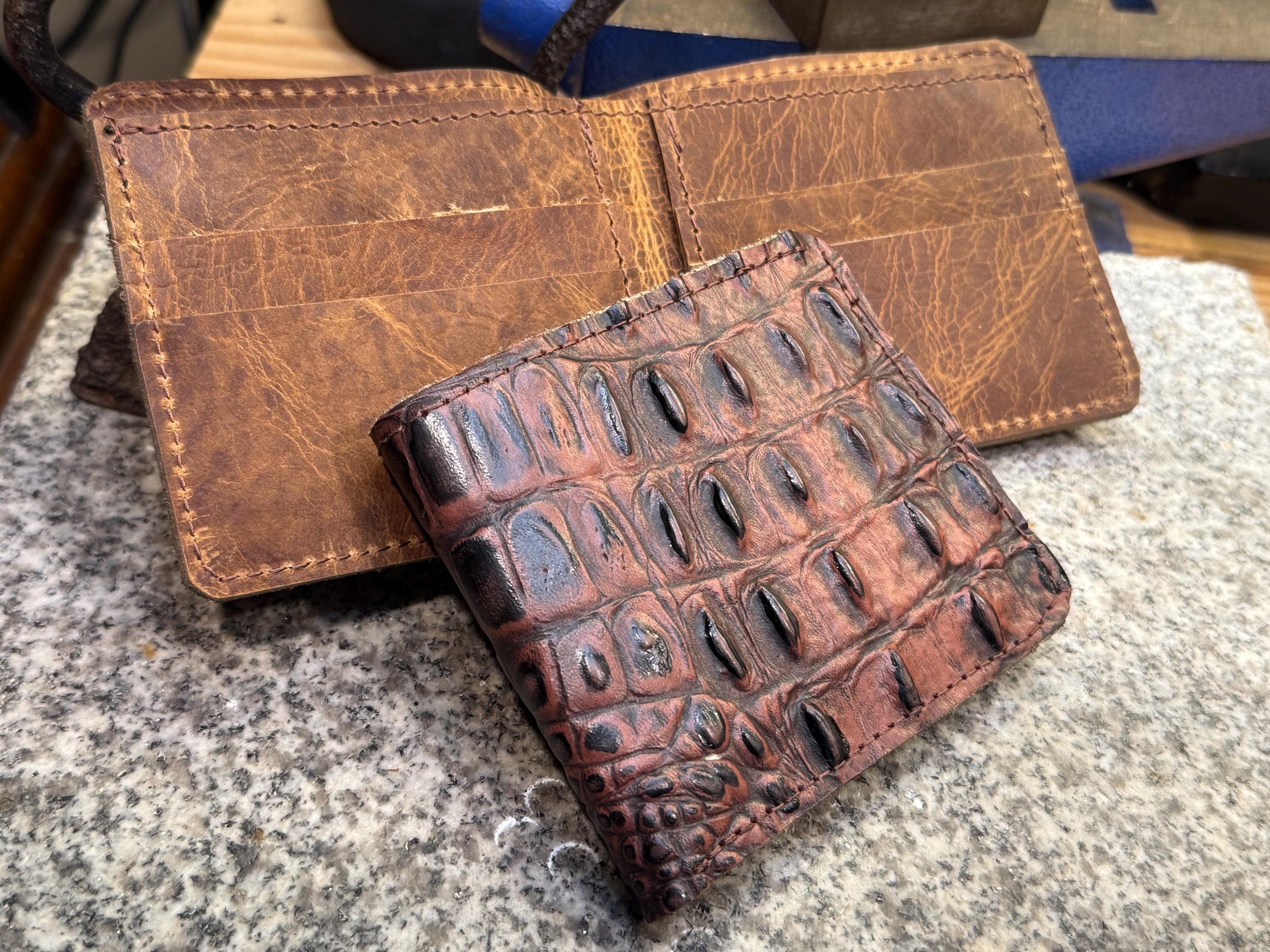 Alligator Leather Wallet, Handmade Bifold, Full Grain