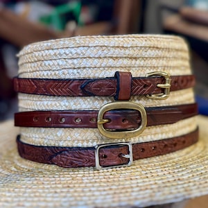 Leren hoedenband, authentiek, historisch, handgemaakt traditioneel, concho&#39;s, maten volwassenen/kinderen, gemaakt in de VS